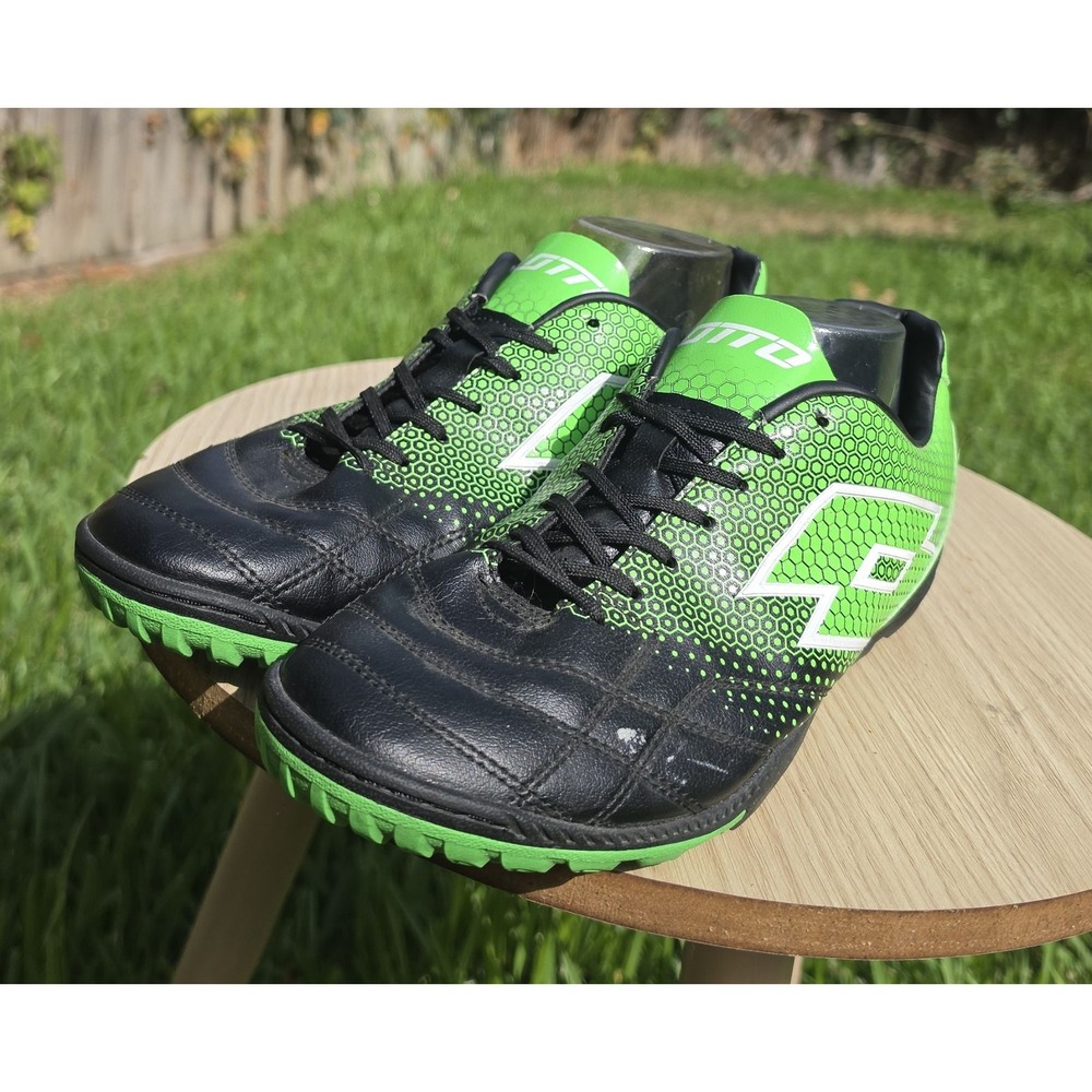 Lotto Stadio TF Soccer Shoes Men's Black Green Turf Football Cleats sz 11
